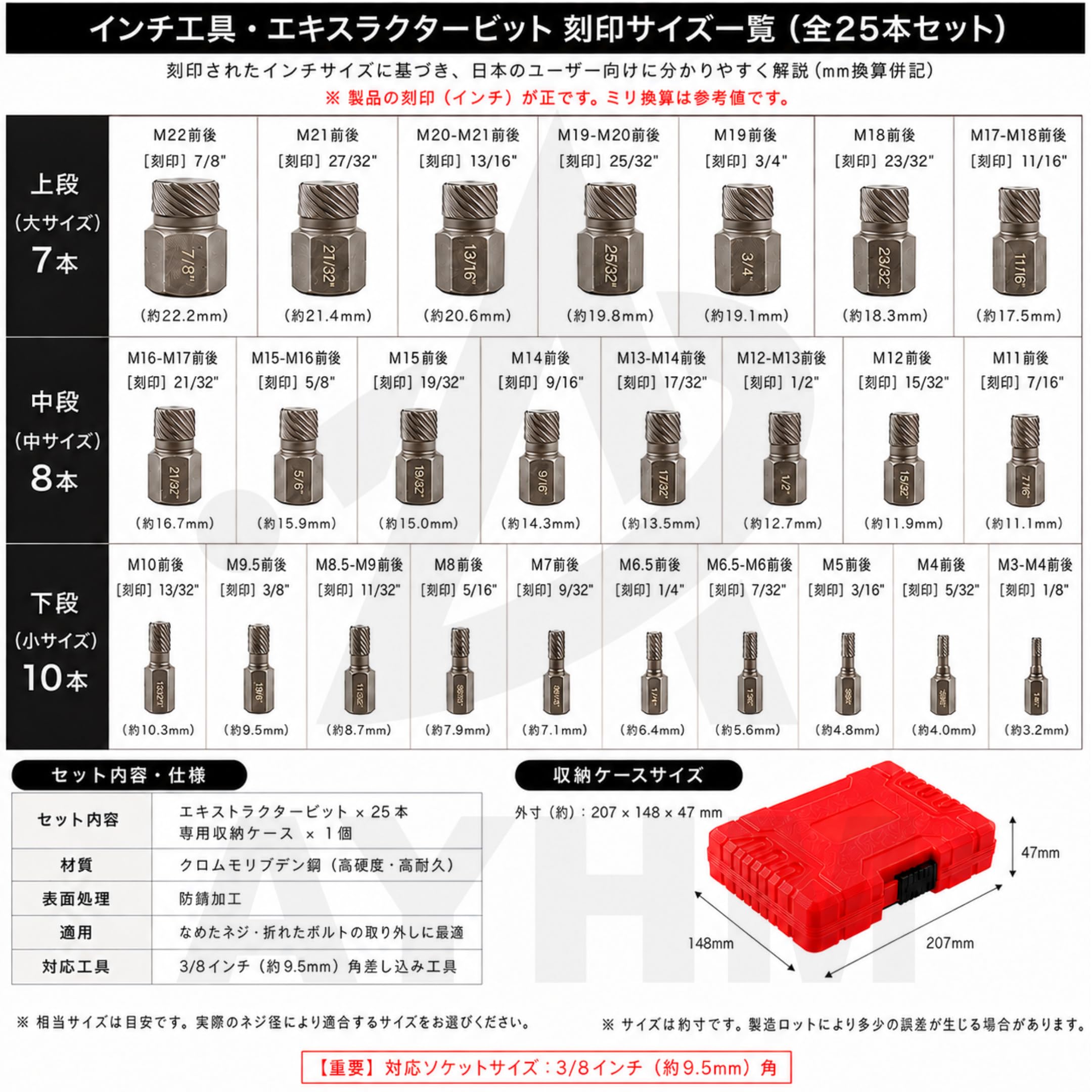Amazon.co.jp: 【AYHM】 エキストラクター 逆 タップセット(銀) ボルト